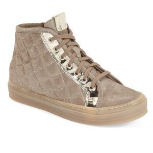 AGL Gold Quilted High Top Sneakers